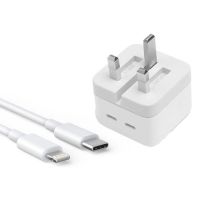 Iphone 14 Pro 3 Pin (uk Pin) 50w Usb-c+c Power Adapter With Usb-c To Lightining Cable
