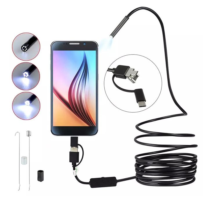 3-in-1 Type-c/mirco/usb Converter Endoscope Camera Flexible Ip67 Waterproof Camera For Android Pc Notebook 6leds Adjustable
