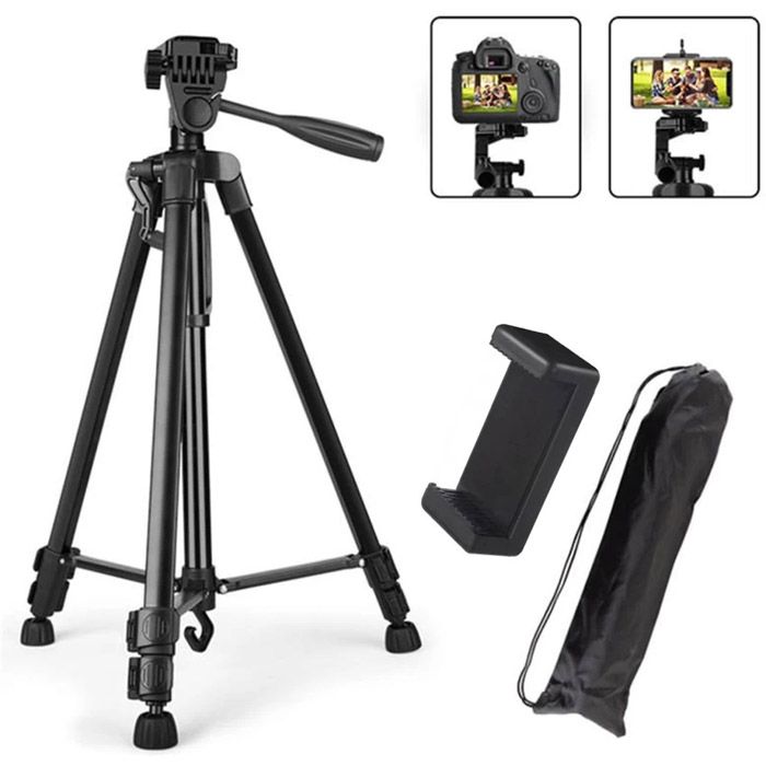 3366 Aluminium Tripod Stand (55-inch) With Mobile Phone Holder