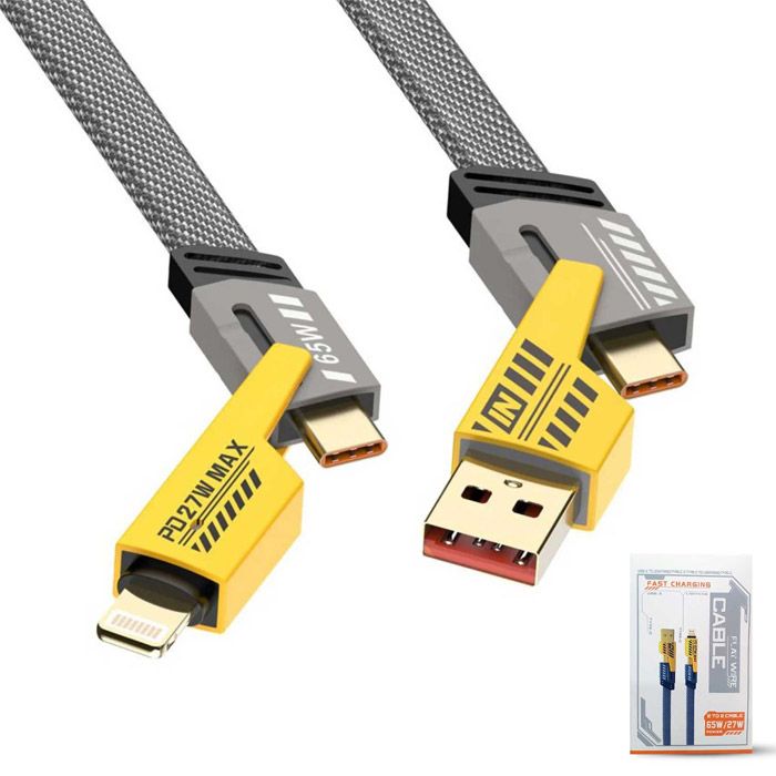 4 In 1 Multi Usb Pd Charging Cable (type-c To C, C To Lightning, Usb To C, Usb To Lightning)