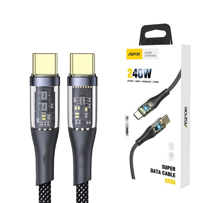 Aspor A153 240w Type C To Type C Pd Fast Charging data Cable 1.8m