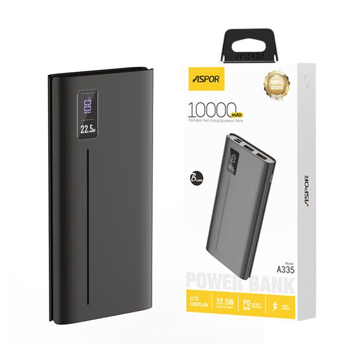 Aspor A335 Power Bank 10000mah 22.5w Pd+qc 3.0 With Lcd Digital Display