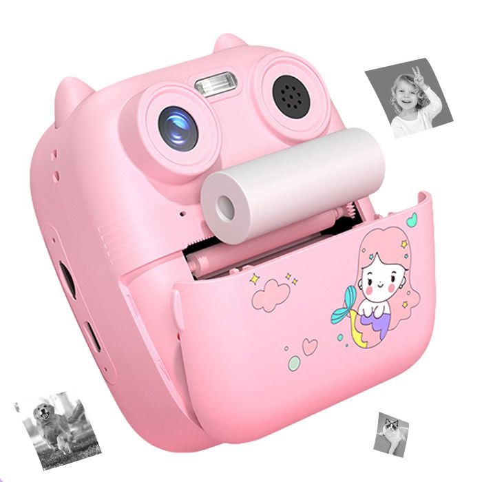 D8s Hd 1080p Front Rear Dual Lens Kids Digital Print Camera 48mp Pink