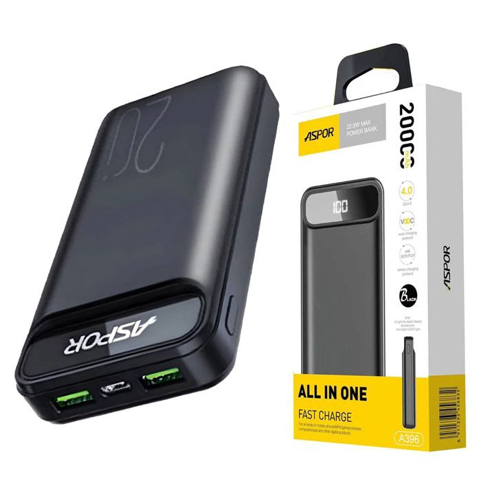 Aspor A396 Pd 20000mah 22.5w Fast Charging Power Bank