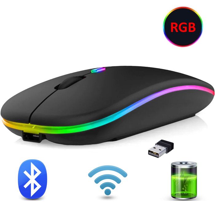 Hp W10 Wireless Rgb Bluetooth+wireless+rechargeable Slim Mouse