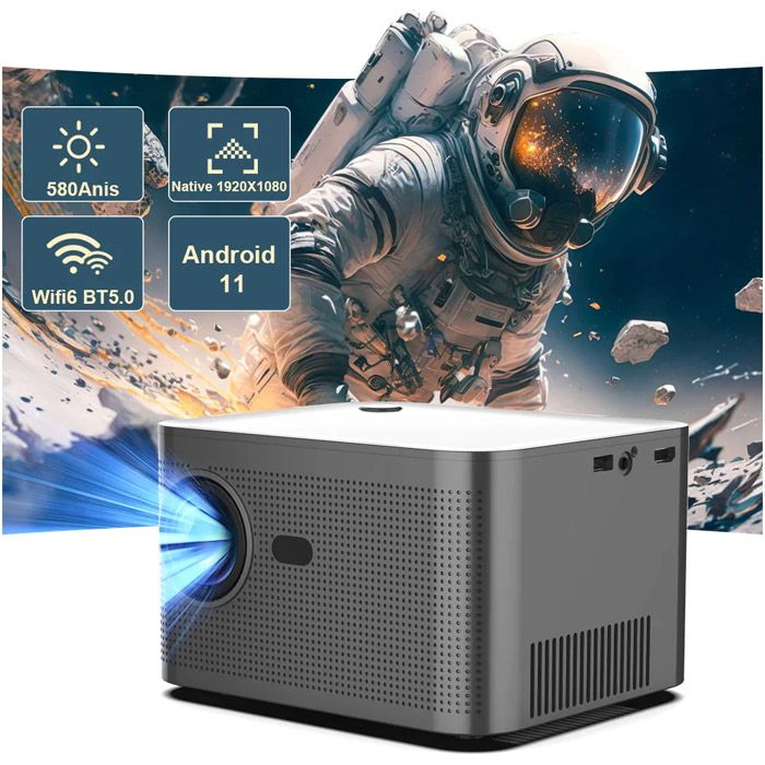 Hy350 Android 11.0v Smart Projector 1080p With Wifi And Bluetooth 5.0 Brightness (lumens) 580 Ansi Support 4k