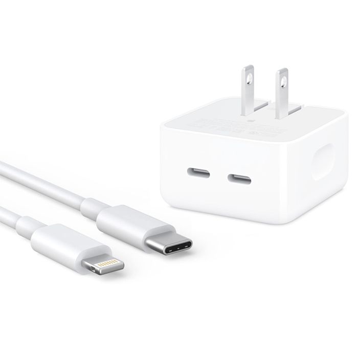 Iphone 14 Pro 2 Pin (us Pin) 50w Usb-c+c Power Adapter With Usb-c To Lightining Cable