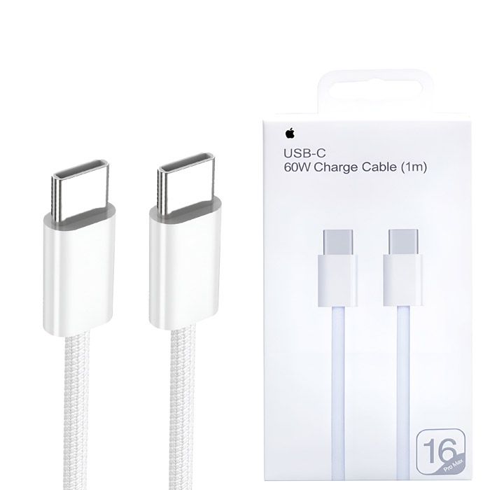 Iphone 16 Pro Max 60w Type C To C Pd Fast Charging Nylon Cable (1m) With Big Packing