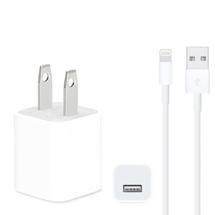 Iphone Usb 5w Power Adaptor Us Pin With Lightning To Usb Cable