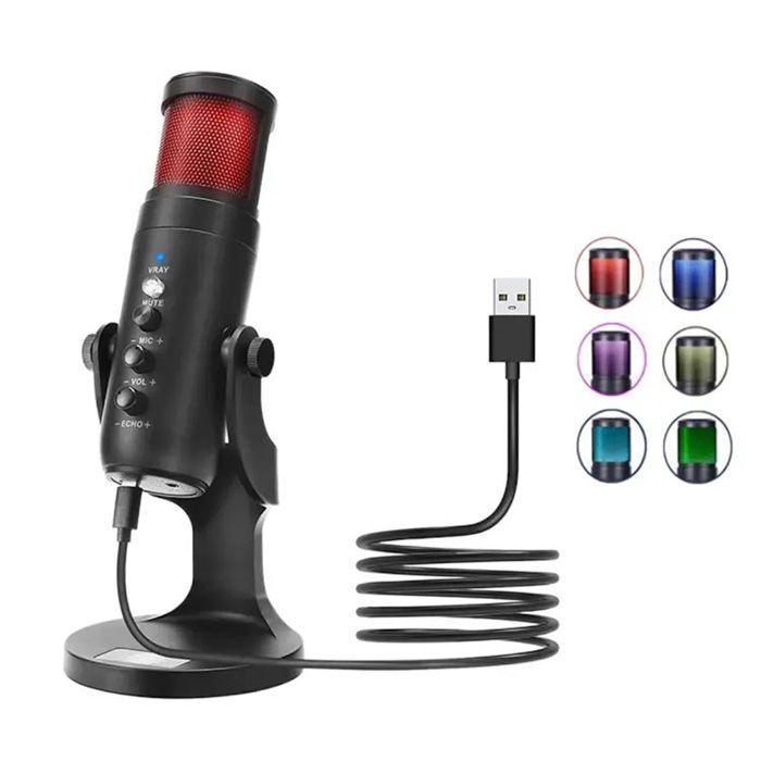 Jmary Mc-pw9 Rgb Professional Usb Microphone For Podcasting With Noise Reduction