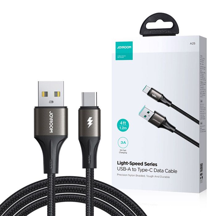 Joyroom S-a25 Light-speed Series 3a Fast Charging Data Cable (usb-a To Type-c) 1.2m-black