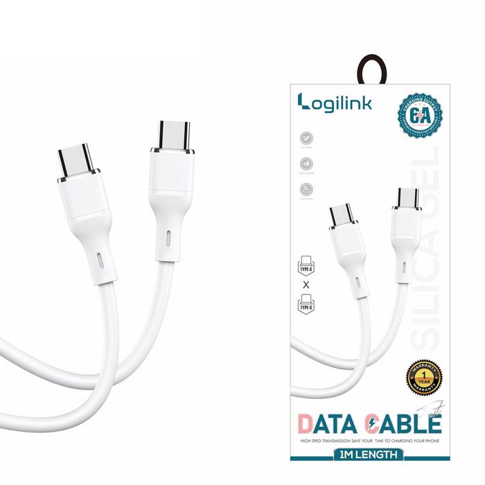 Logilink Type C To Type C Silicone Fast Charging Data Cable 1m (1 Year Warranty) White