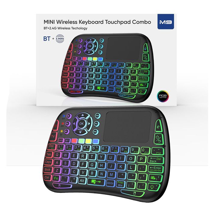 M9 Bluetooth Mini Wireless Keyboard 7 Backlit 2.4g Air Mouse Remote Touchpad