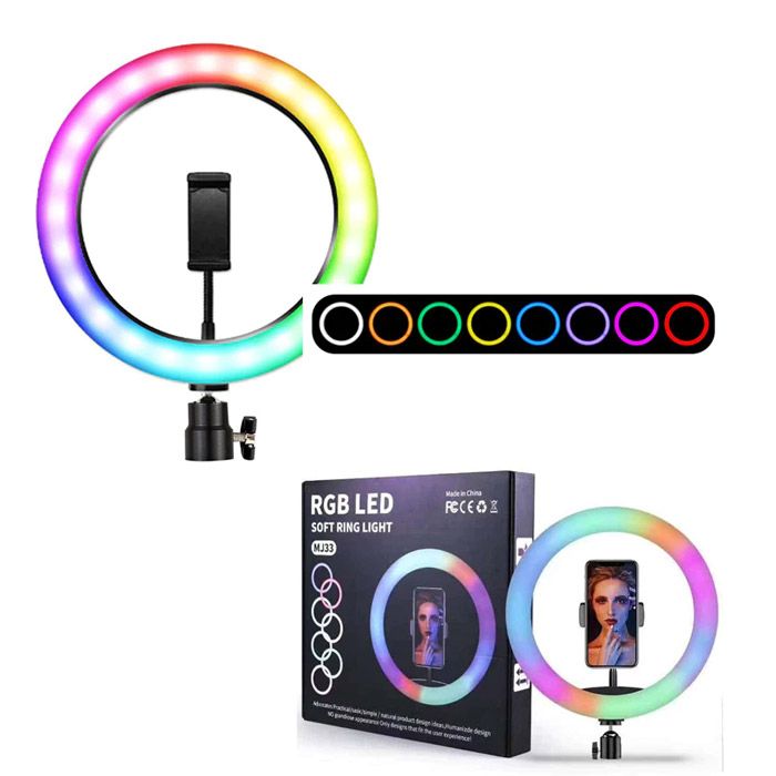 Mj33cm Rgb Led Studio Camera Ring Light Photography With Mobile Holder