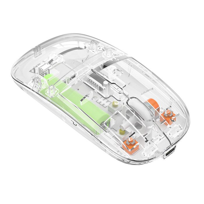 New Transparent Wireless+bluetooth Dual-mode Rechargeable Mouse