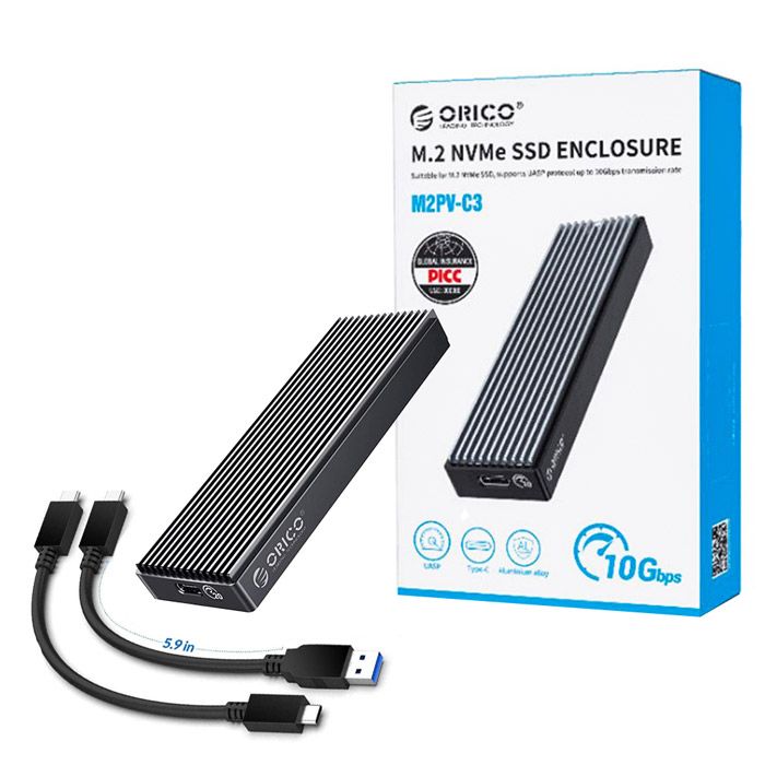 ORICO M.2 NVMe SSD Enclosure, USB 3.1 Gen 2 (10 Gbps)