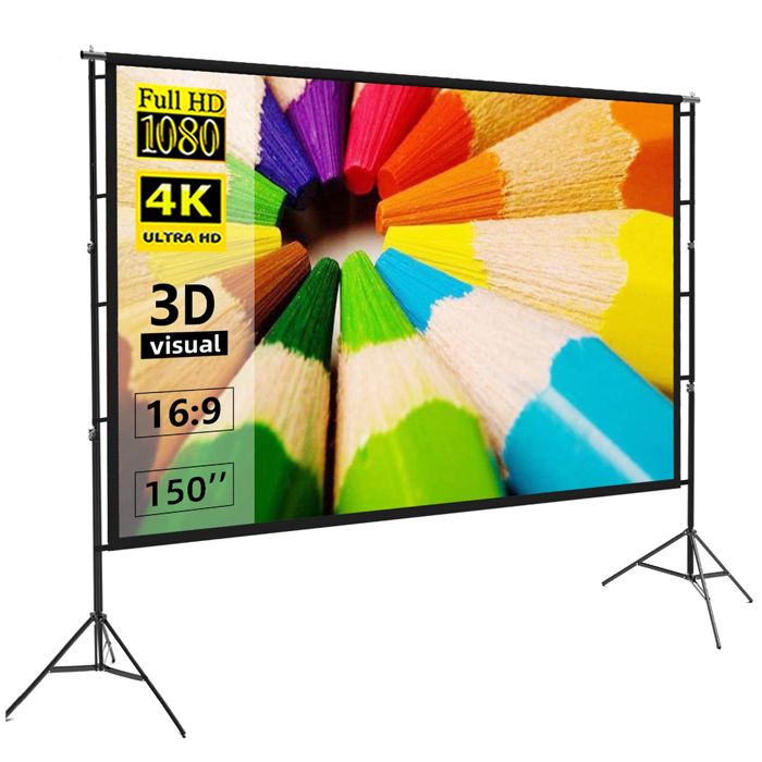 Projector Screen 150 Inch Tripod Potable Double Stand 8x10 Feet 4:3mw Speed-x