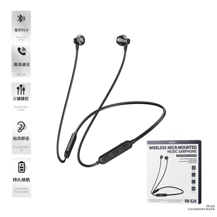Remax Rb-s28 Wireless Bluetooth Sport Magnetic Sweat-proof Headset Earphone With Mic
