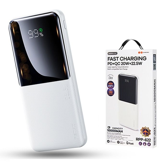 Remax Rpp-622 20w+22.5w Pd+qc Fast Charge Power Bank 10000mah White