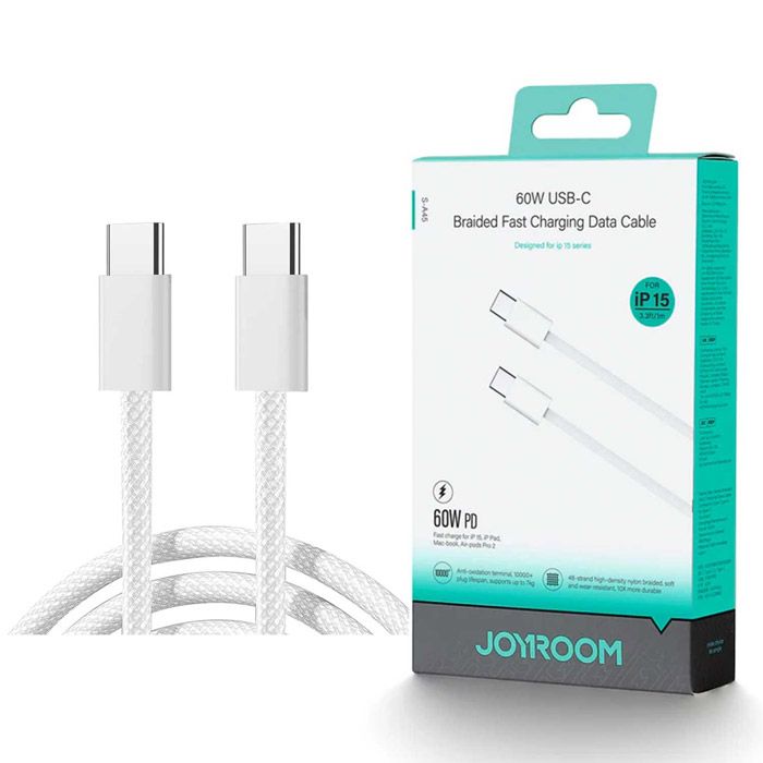 S-a45 Ben Series Braided 60w Fast Charging Data Cable (type-c To Type-c) 1m-white