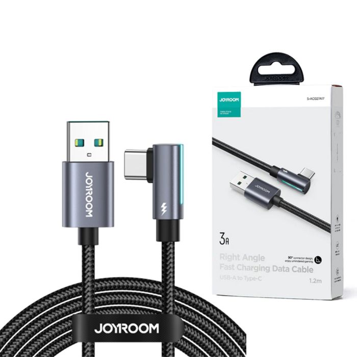 Joyroom S-ac027a17 Smoothgame Series 3a Usb-a To Type-c Right Angle Fast Charging Data Cable 1.2m-black