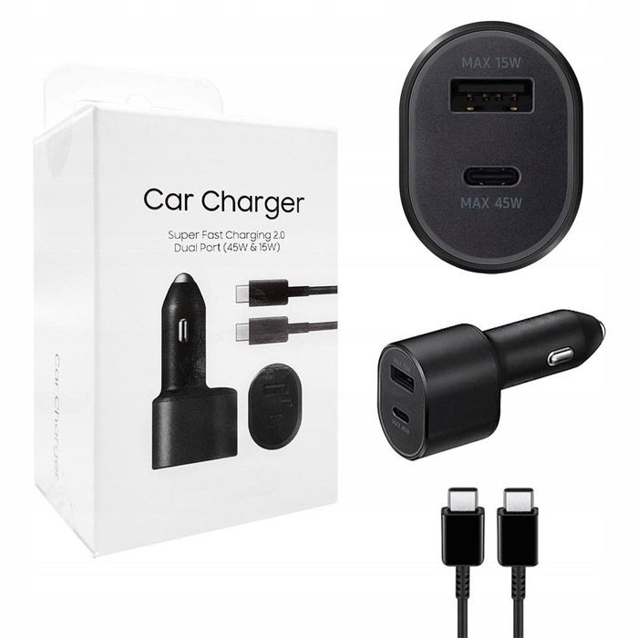 Samsung 45w Pd 15w Usb + 45w Type C Dual Super Fast Car Charger With Cable