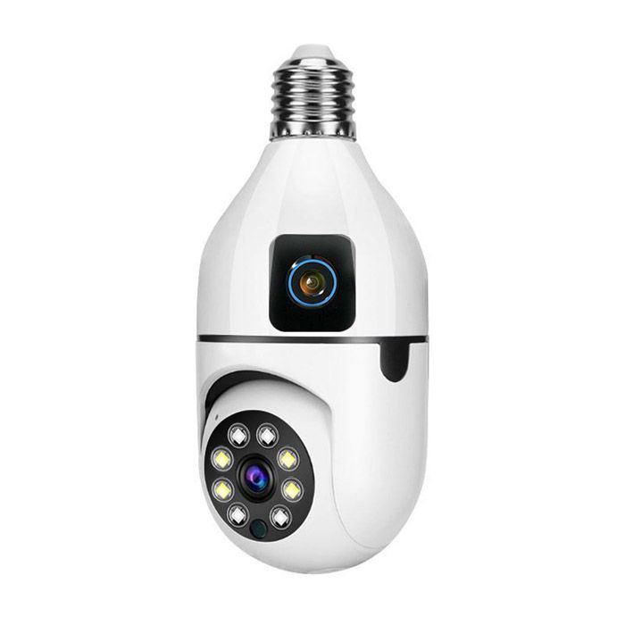 Speed-X Spe27-2 Dual Lens Bulb Camera 1080p Wifi Panoramic Night Vision Motion Detection With V380 Pro App