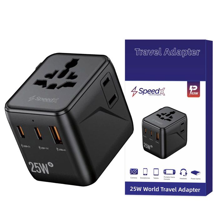 Speedx Sp-tcw02 Travel Adapter 25w Pd 2c+1a+2ac Fast Charging (new)