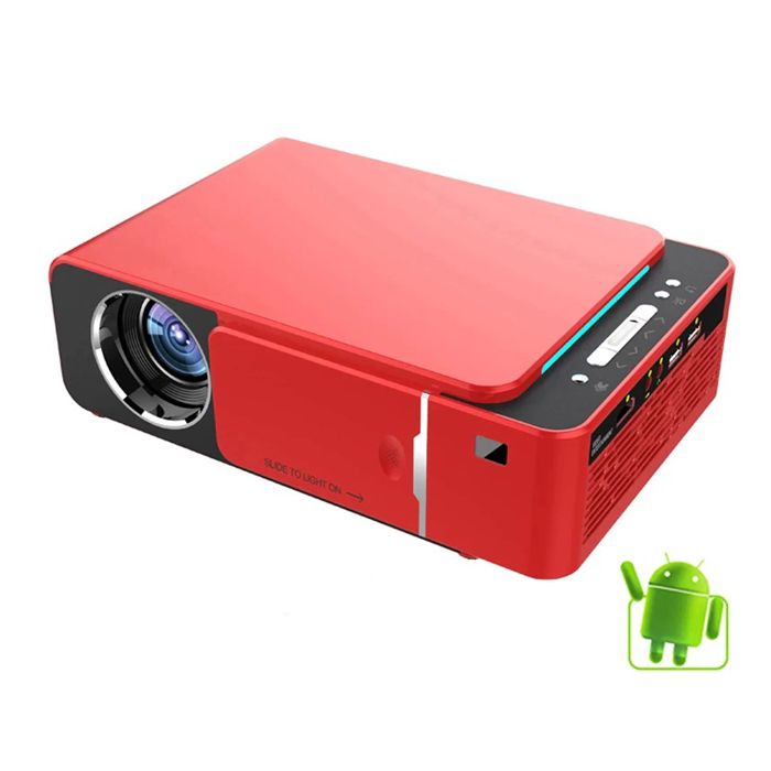 T6 Android 10.v Wifi Smart Optional Support 1080p Hd Led Portable Projector Red