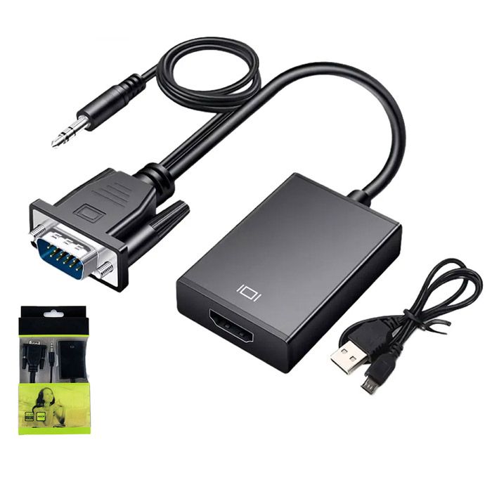 Vga To Hdmi 1080p Adapter With 3.5mm Audio Output Jack Green Box