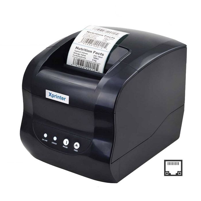 X Printer Xp-365b 3 Inch Thermal Receipt And Label Printer With Usb+lan Interfac,127mm/s Printing Speed Black Colour