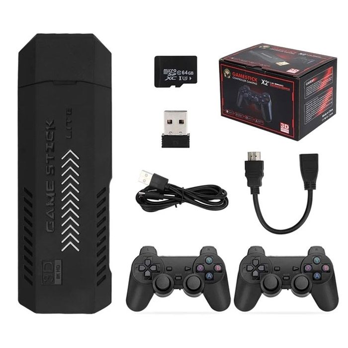 X2 Plus Retro 3d 32000+ Video Games 4k Hd Output Game Stick With 2 Wireless Controllers