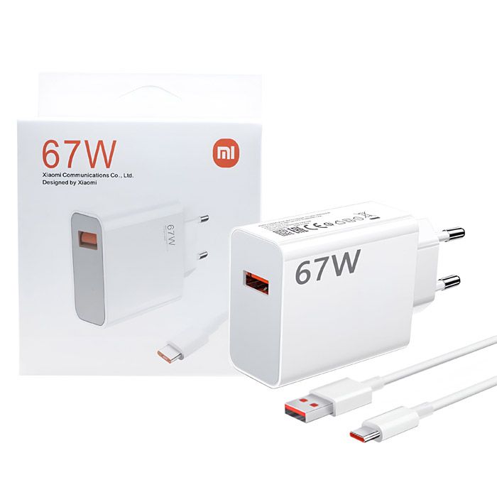 Xiaomi 67w Eu Plug Qc3.0 Fast Quick Wall Charger With Cable